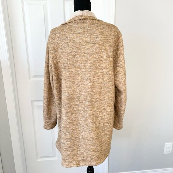 Doe & Rae Tan Waterfall Open Front Cardigan Jacket - Picture 3 of 15